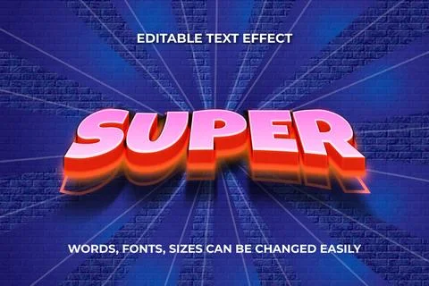 Super 3d editable text effect Stock Illustration