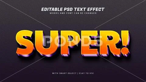 Super 3d orange text effect editable Modello PSD