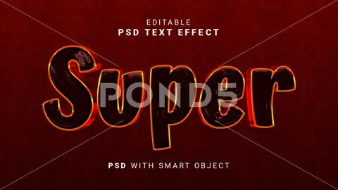 Super 3d Text Effect Editable PSD PSD Template