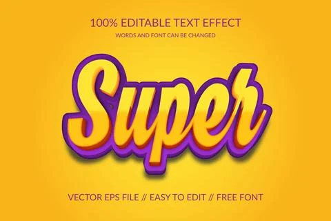 Super 3d text effect illustration design. Stock Illustration