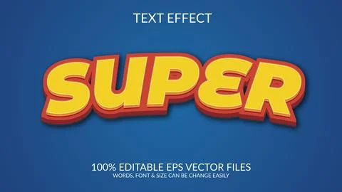 Super 3d text effect illustration design. Stock Illustration