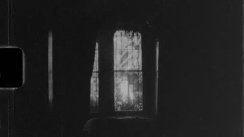 Super 8 | Black and White Scary Window Video stock 158084111