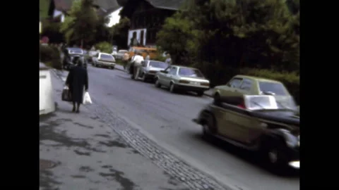 Super 8 - Bludenz Austria 1985: Classic Car Rallye Parade Stock Footage 150256317