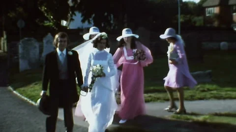 Super 8 - Brighton 1970: Wedding Archive Footage Stock Footage 136955777