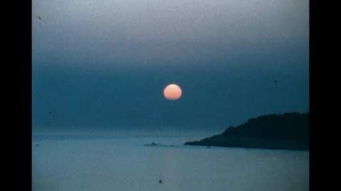 SUPER 8 - CROATIA - timelapse sunset on the croatian sea - 1974 Stock Footage