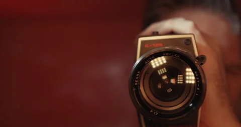 Super 8 Film Camera Lens Panning back and forth Stock Footage 152866850