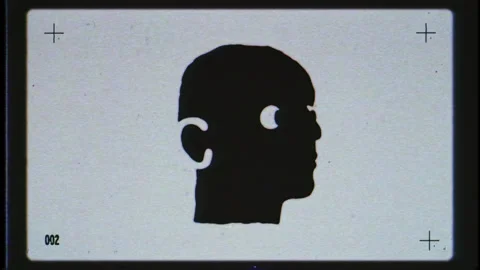 Super 8 film frame overlay with vintage head silhouette Stock Footage 330160830