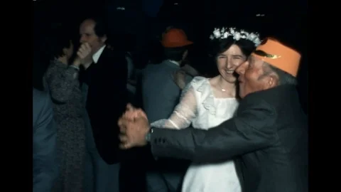 SUPER 8 - FRANCE - people dancing at a wedding party - 1970s Stock Footage