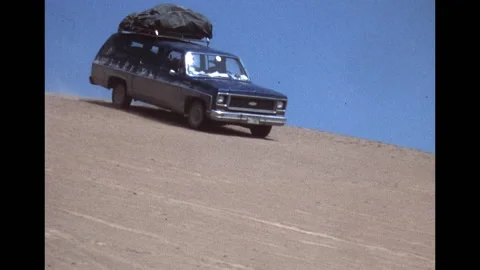 SUPER 8 - PERU - four wheeldrive car in the desert of Paracas - Lima - 1981 Stock Footage 162028798