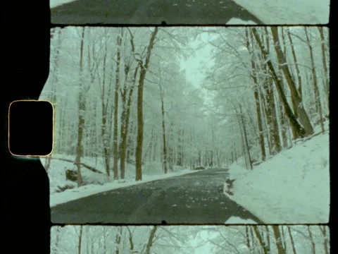 Super 8 Snowy Road Stock Footage 221567607