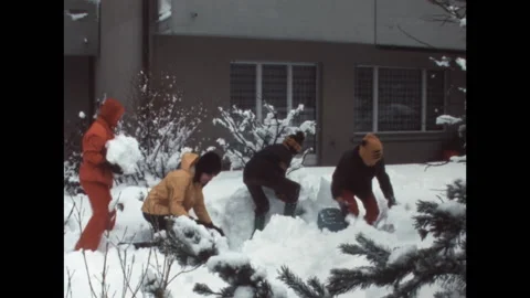 SUPER 8 - SWITZERLAND - igloo construction - 1977 - part 1/2 Stock Footage 170043024