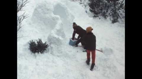 SUPER 8 - SWITZERLAND - igloo construction - 1977 Stock Footage 170043041