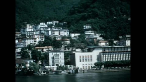 SUPER 8 - SWITZERLAND - ITALY boat tour on the Lugano lake part 2/3 early 1970's Stock Footage
