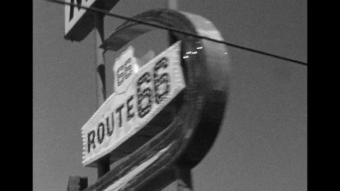 SUPER 8 - USA - abstract neon signs Route 66 Motel and more in Arizona Stock Footage