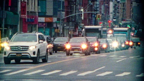Super 8 view of a very busy delancey street downtown manhattan Stock Footage 251212352