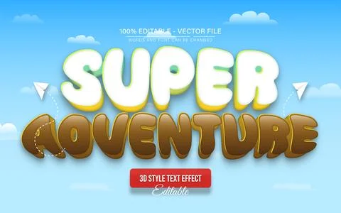 Super adventure cartoon text effect editable Stock Illustration