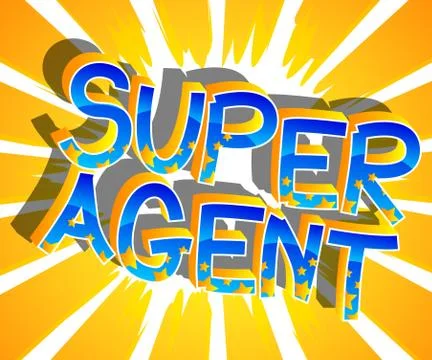 Super Agent Comic book style cartoon words on abstract comics background. Stock-Illustration