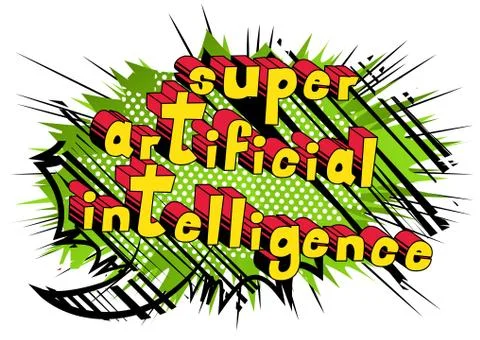 Super Artificial Intelligence - Comic book style word on abstract background. Illustrazione stock