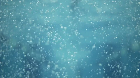 Super background with real air bubbles in blue water, Slow motion Stock-Footage 224856086