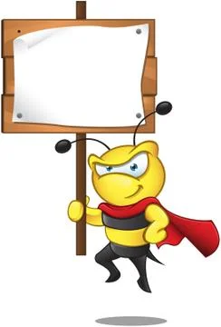 Super bee - holding sign Illustrazione stock