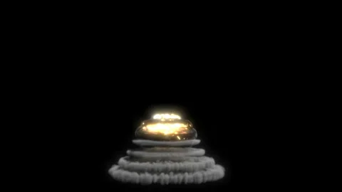 Super big atomic explosion on black background Cloud Smoke motion animation Video stock 181857703