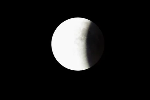Super Bloody Moon, full eclipse last phase against black sky background, one Stock Photos