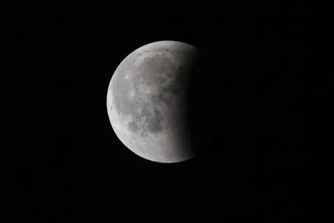 Super Bloody Moon, full eclipse last phase against black sky background, one Fotos Stock