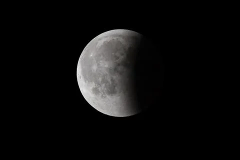Super Bloody Moon, full eclipse last phase against black sky background, one Stock Photos