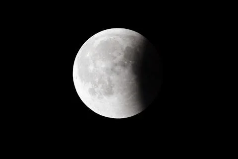 Super Bloody Moon, full eclipse last phase against black sky background, quar Fotos Stock
