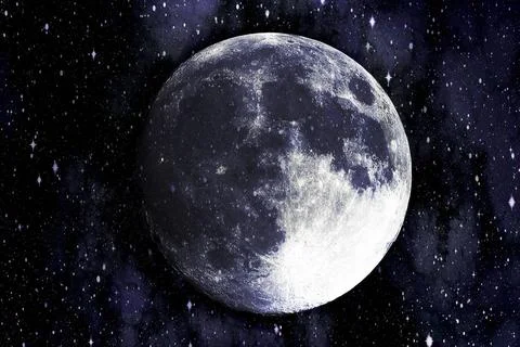 Super blue moon in the galaxy background, Elements of this image furnished... Stock Photos
