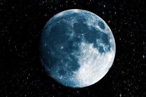 Super blue moon in the galaxy background, Elements of this image furnished .. Stock Photos