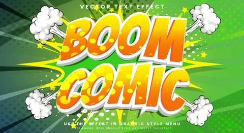 Super Boom Comic cartoon game style 3d editable text effect Illustrazione stock