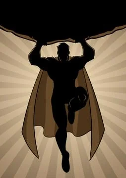 Super Boy Flying Ray Light Silhouette Stock Illustration