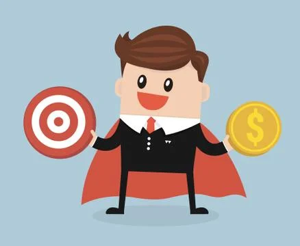Super Businessman flat design vector. Stock Illustration