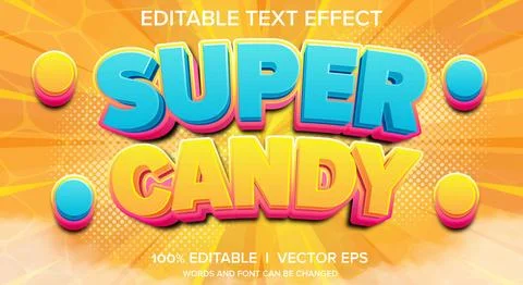Super candy vector text effect with modern style design Stock Illustration