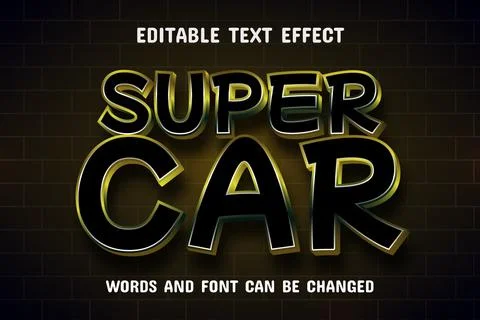 Super car 3d text effect Stock Illustration