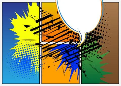 Super Cartoon Abstract Background, comic book page layout backdrop. Retro v.. Stock Illustration