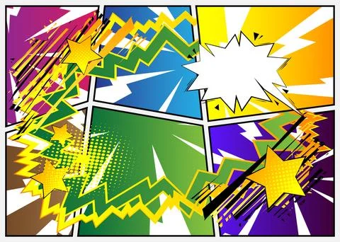 Super Cartoon Abstract Background, comic book page layout backdrop. Retro v.. Stock Illustration