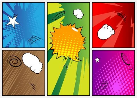 Super Cartoon Abstract Background, comic book page layout backdrop. Retro v.. Stock Illustration