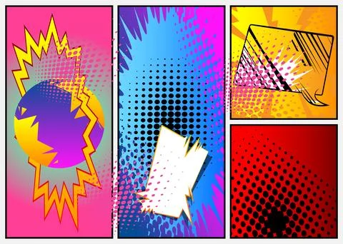 Super Cartoon Abstract Background, comic book page layout backdrop. Retro v.. Stock Illustration