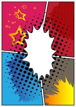 Super Cartoon Abstract Background, comic book page layout backdrop. Retro v.. Stock Illustration