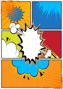 Super Cartoon Abstract Background, comic book page layout backdrop. Retro v.. Stock Illustration