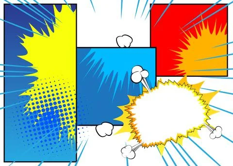 Super Cartoon Background, comic book abstract page layout backdrop. Retro v.. Stock Illustration