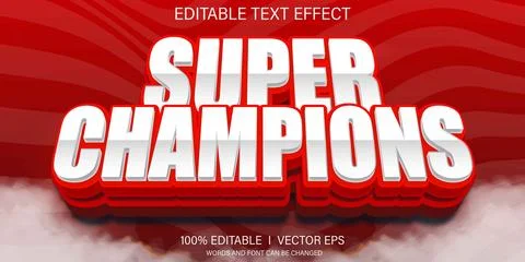Super champions vector text effect with modern style design Stock Illustration