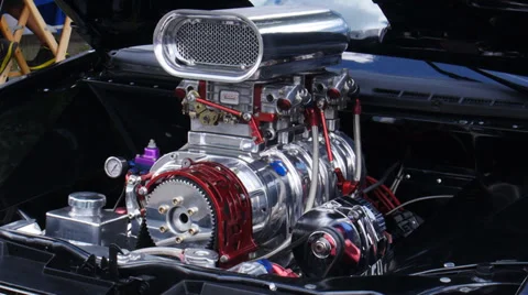 Super charge car engine 1 Stock Footage 32075288