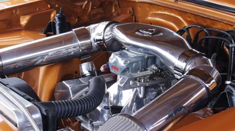 Super charge car engine 2 Stock Footage 32095423