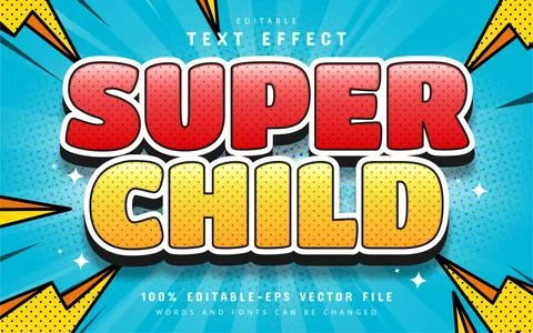 Super child comic text effect Illustrazione stock