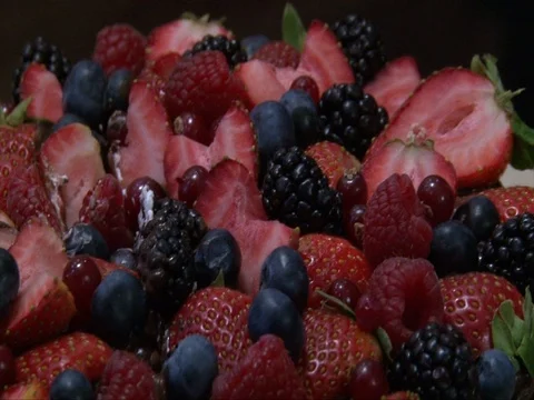Super close up of berry cake, top view Video stock 72792827