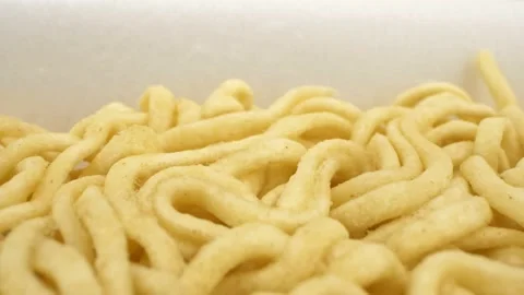 Super close details of dry instant noodles. background texture Stock Footage 134438276