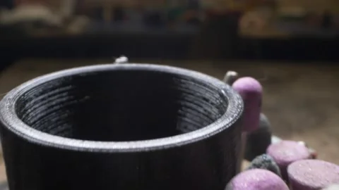 Super close up. details. set abrasive nozzles for boring machines Stock Footage 133072383